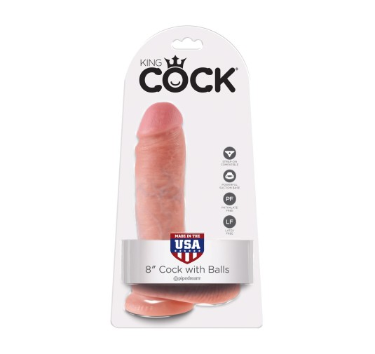 Dildo-cock 8 inch w/ balls flesh